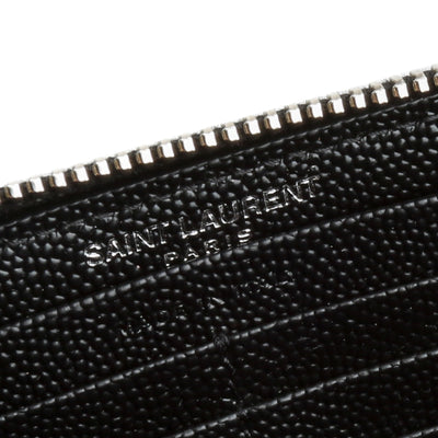SAINT LAURENT Grain de Poudre Monogram Zip Around Wallet - Black
