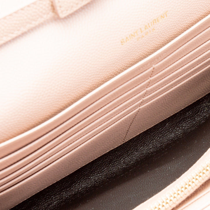 SAINT LAURENT Monogram Large Wallet On Chain - Blush Pink