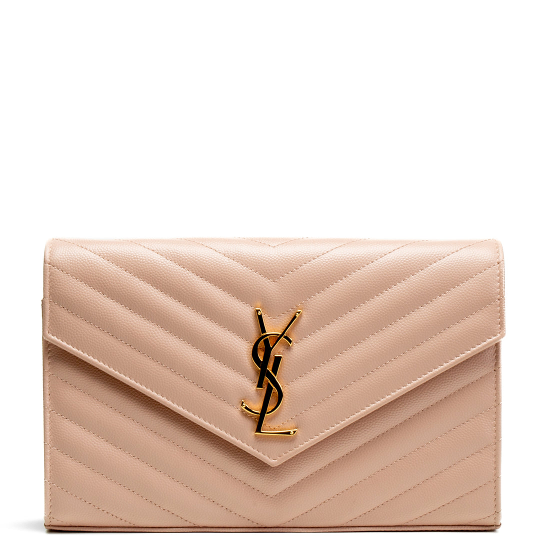 SAINT LAURENT Monogram Large Wallet On Chain - Blush Pink