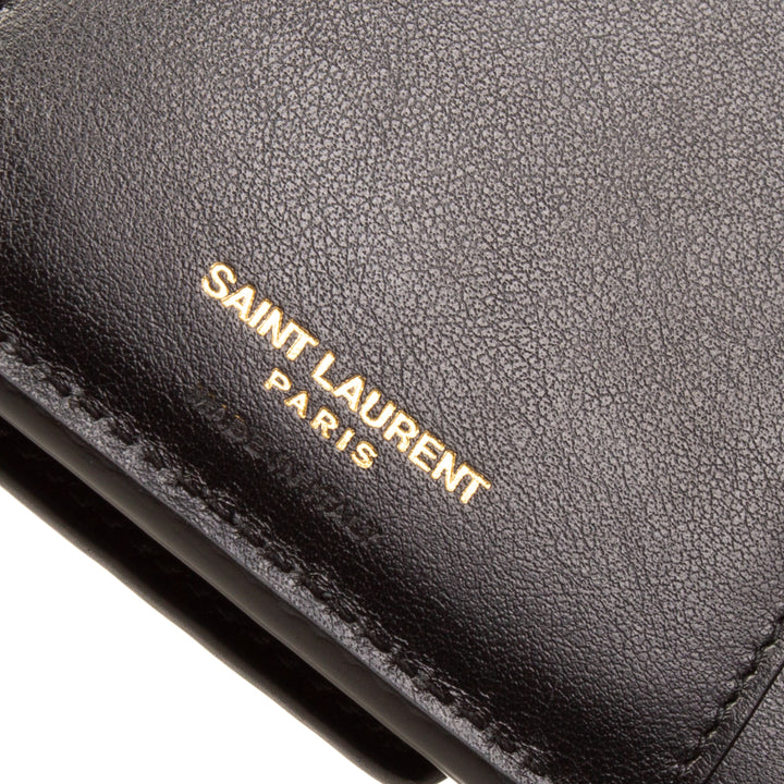 SAINT LAURENT Croc Embossed Uptown Compact Wallet - Black