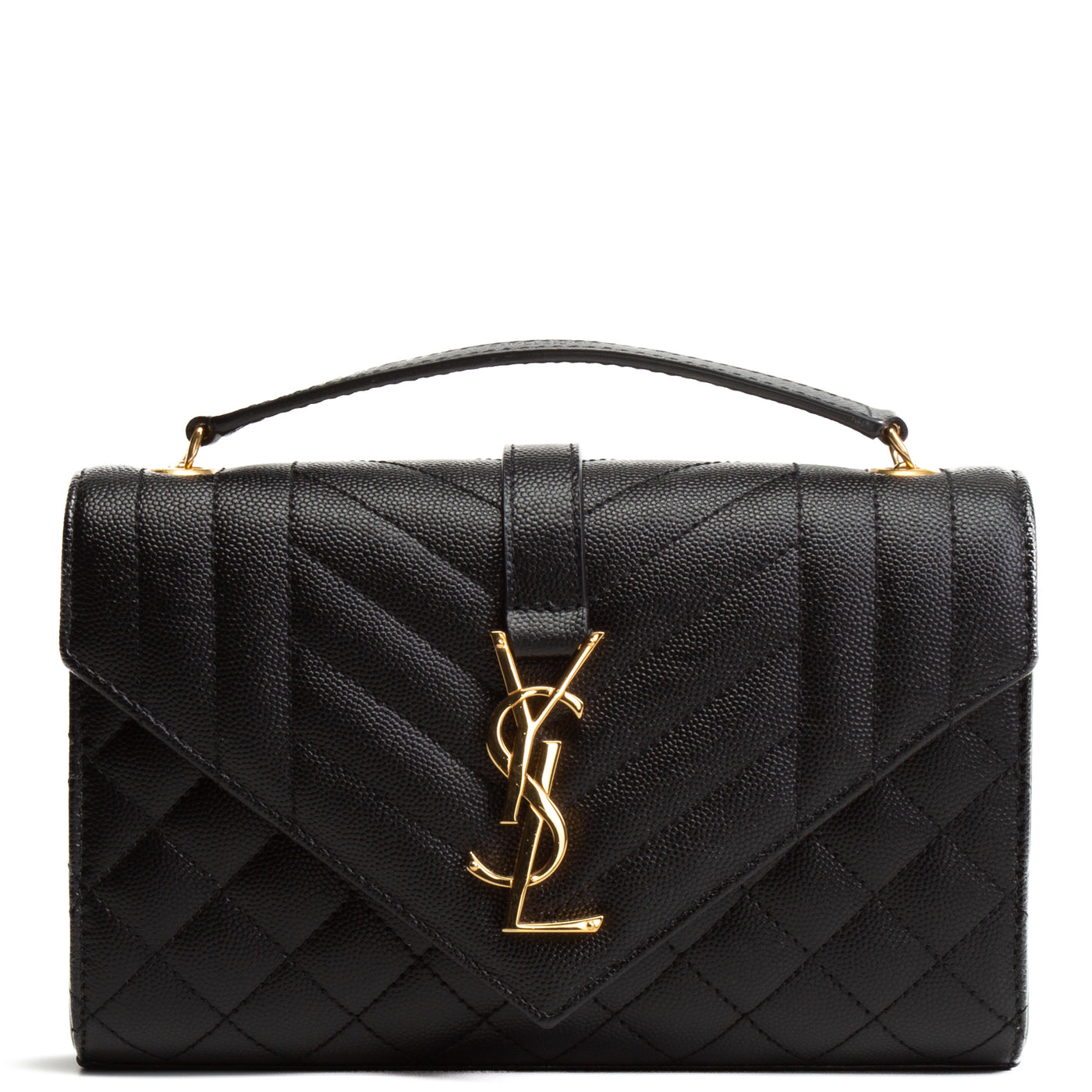 SAINT LAURENT Small Triquilt Envelope Flap Bag - Black