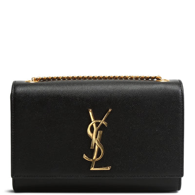 SAINT LAURENT Grain De Poudre Small Monogram Kate Bag - Black