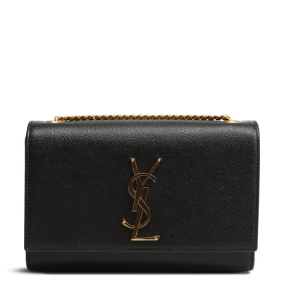 SAINT LAURENT Grain De Poudre Small Monogram Kate Bag - Black