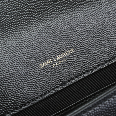 SAINT LAURENT Grain De Poudre Small Monogram Kate Bag - Black