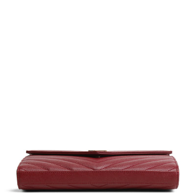 SAINT LAURENT Monogram Envelope Wallet On Chain - Burgundy