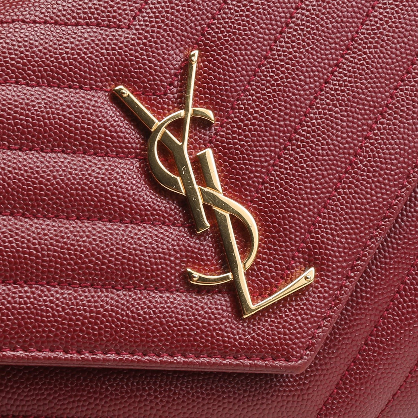 SAINT LAURENT Monogram Envelope Wallet On Chain - Burgundy