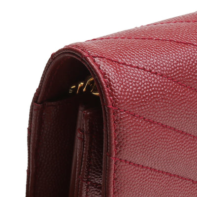 SAINT LAURENT Monogram Envelope Wallet On Chain - Burgundy