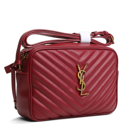 SAINT LAURENT Quilted Lou Camera Bag -  Burgundy