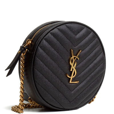 SAINT LAURENT Vinyle Round Camera Bag - Black