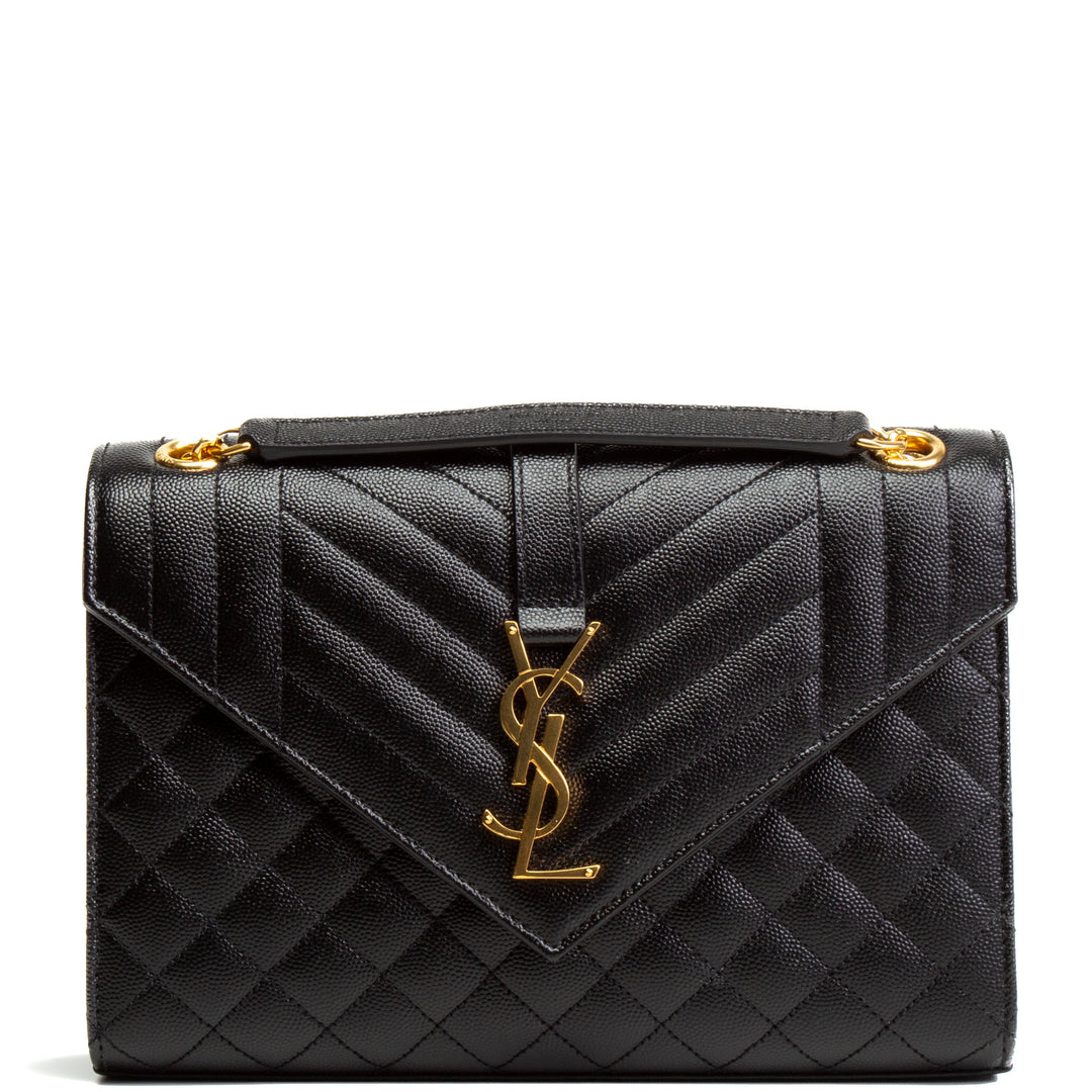 SAINT LAURENT Triquilt Envelope Medium Bag -Black