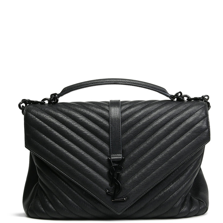 SAINT LAURENT College Large Satchel Bag - Black