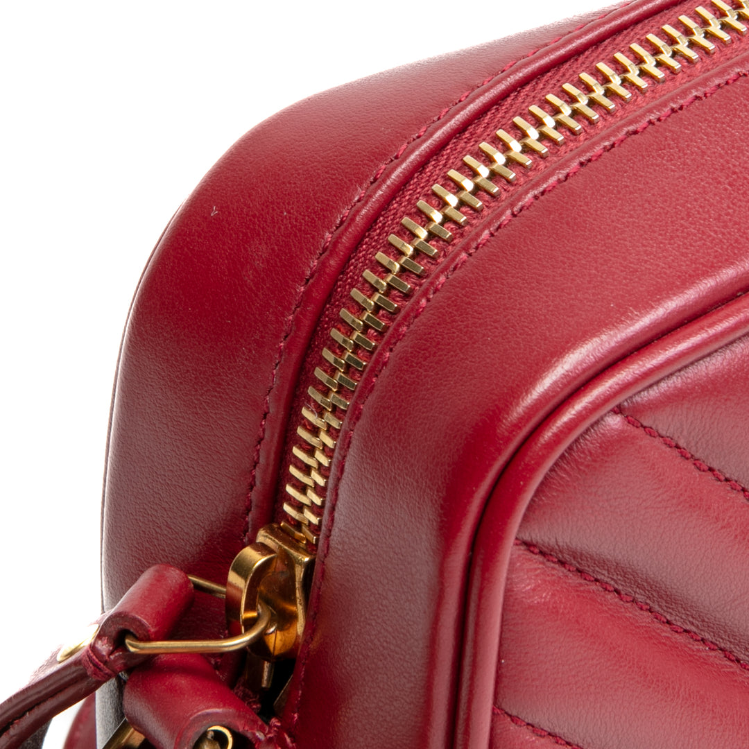 SAINT LAURENT Quilted Lou Camera Bag- Burgundy