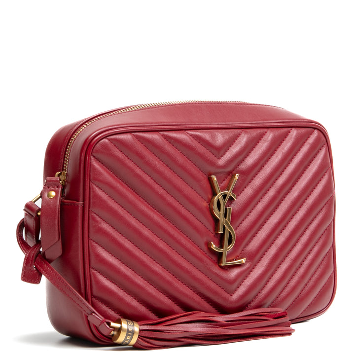 SAINT LAURENT Quilted Lou Camera Bag- Burgundy