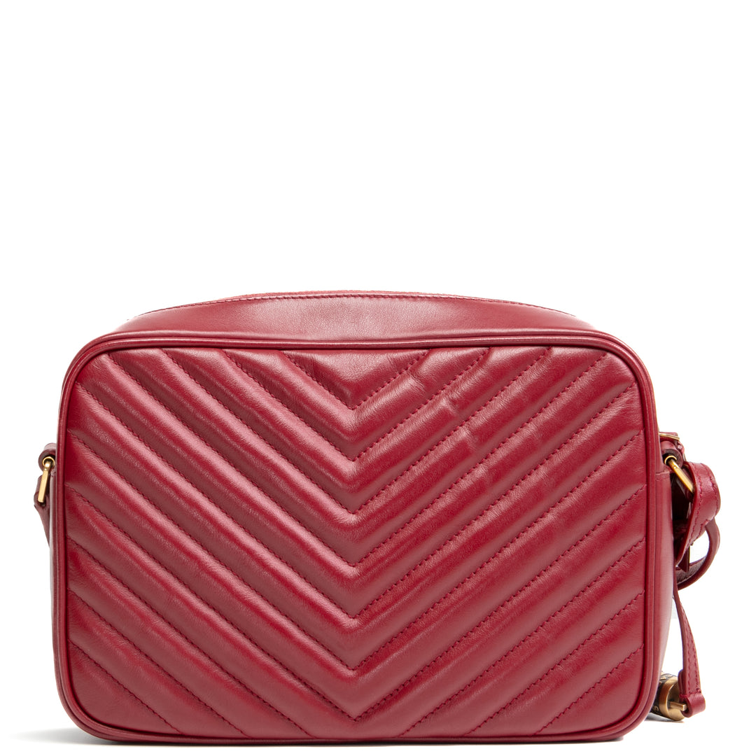 SAINT LAURENT Quilted Lou Camera Bag- Burgundy