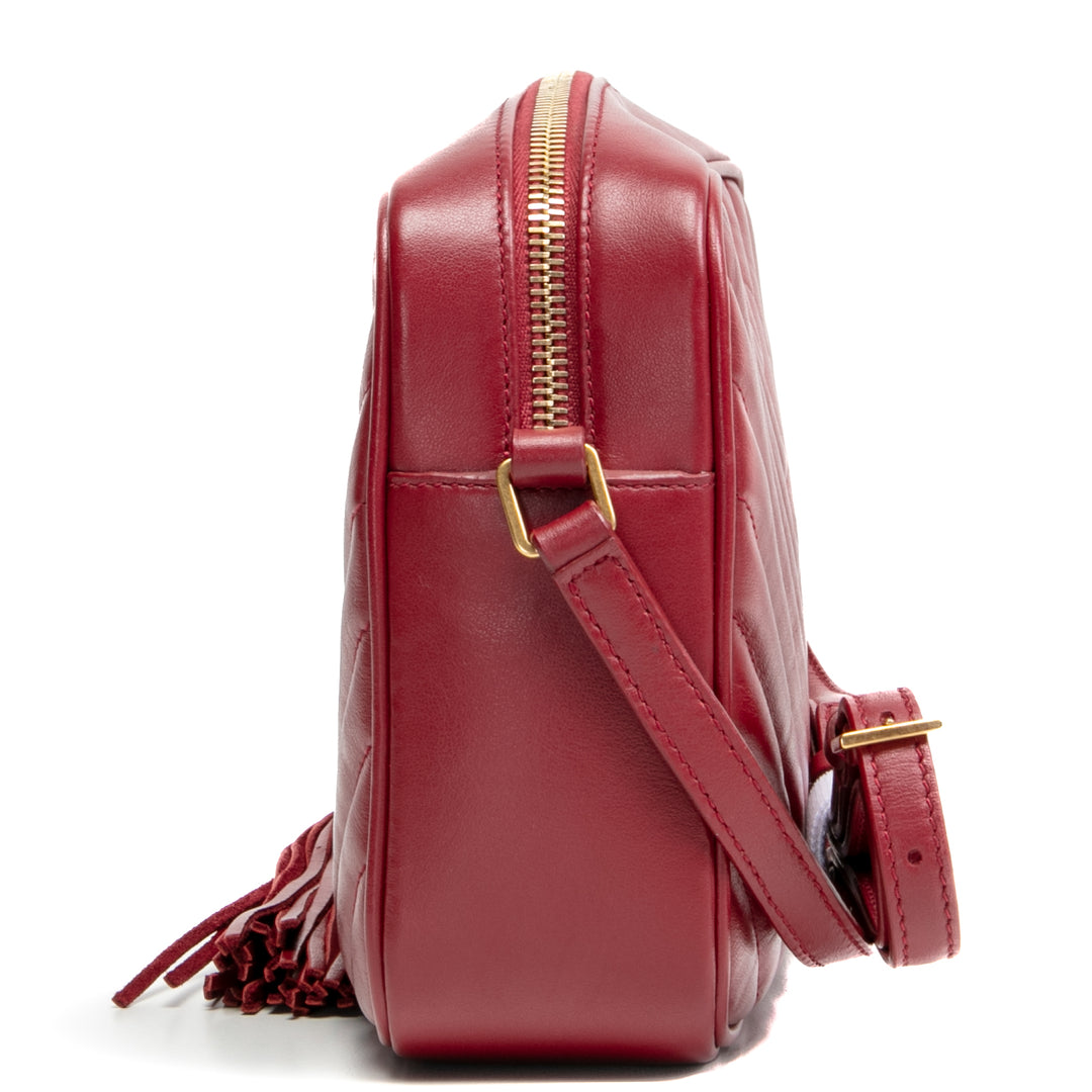 SAINT LAURENT Quilted Lou Camera Bag- Burgundy