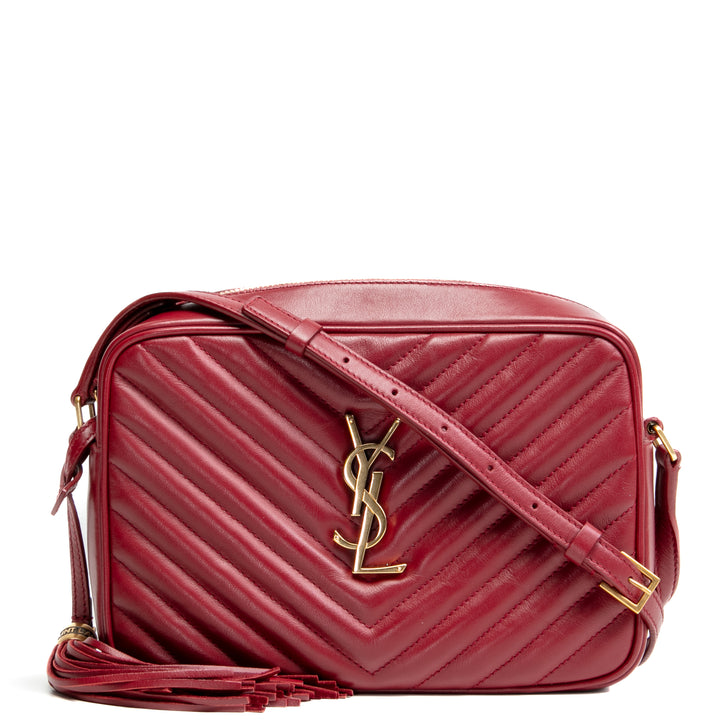 SAINT LAURENT Quilted Lou Camera Bag- Burgundy