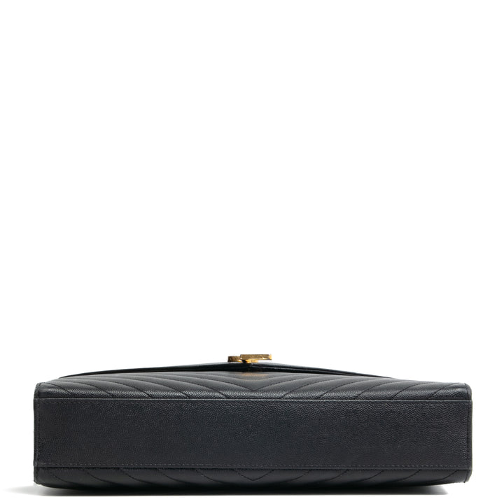 SAINT LAURENT Large Envelope Flap Bag - Black OUTLET FINAL SALE