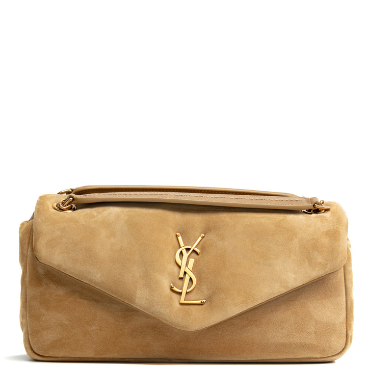 SAINT LAURENT Suede Calypso Shoulder Bag - Fallow