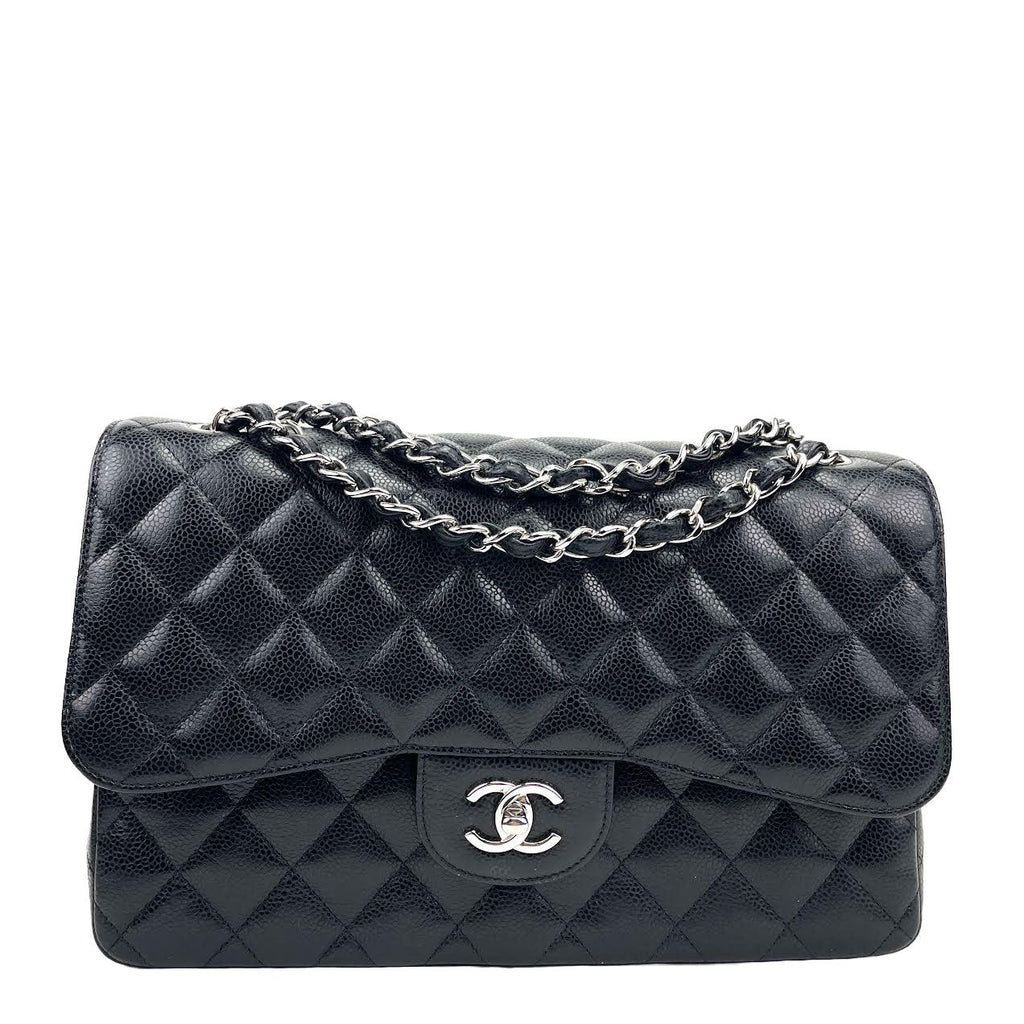 CHANEL Jumbo Double Flap Bag Black Caviar Leather – ALB