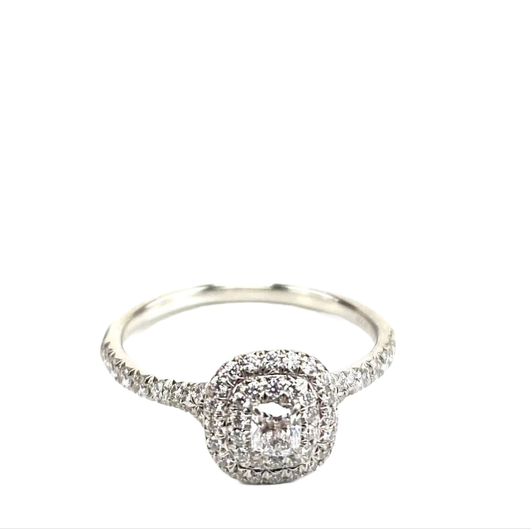 TIFFANY & CO. Platinum Diamond Soleste Double Halo Engagement Ring